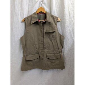 LIZGOLF women's size Medium kahki vest, snap closure, safari vest L8